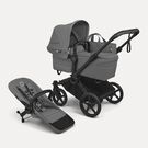 Bugaboo Donkey 6 2-in-1  stroller black base, moon grey fabrics, moon grey sun canopy