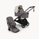 Bugaboo Dragonfly Plus 2-in-1 stroller graphite base, grey melange fabrics, misty white sun canopy