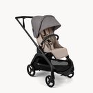 Bugaboo Dragonfly Plus seat stroller black base, desert taupe fabrics, grey melange sun canopy
