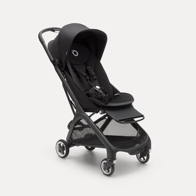 Bugaboo Butterfly travel stroller black base, midnight black fabrics, midnight black sun canopy - Main Image Slide 1 of 14