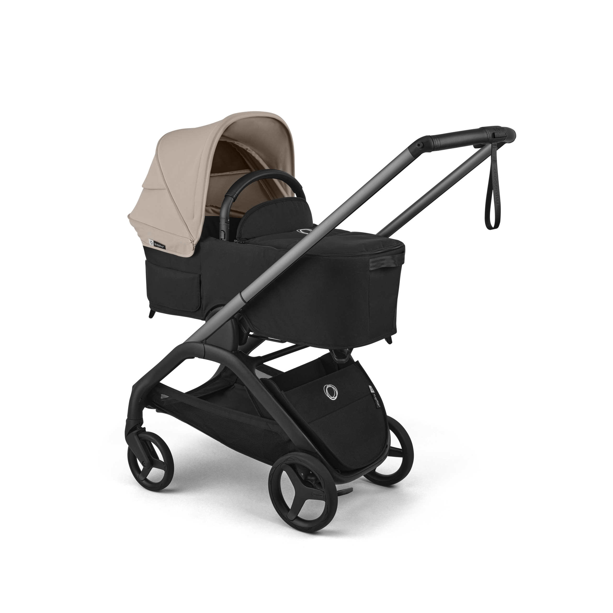 Bugaboo Dragonfly Plus 2-in-1 stroller graphite base, heritage black fabrics, desert taupe sun canopy - Thumbnail Slide 2 of 10