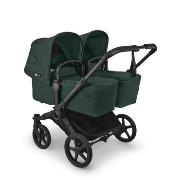 Bugaboo Donkey 6 twin pushchair black base, fern green fabrics, fern green sun canopy