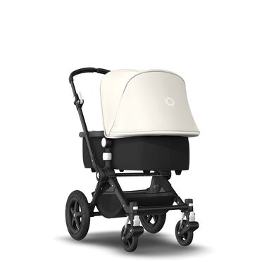 Bugaboo Cameleon 3 Plus seat and bassinet stroller fresh white sun canopy, black fabrics, black base