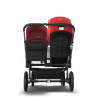 Bugaboo Donkey 3 Duo seat and bassinet stroller red sun canopy, black fabrics, black base - Thumbnail Slide 3 van 5