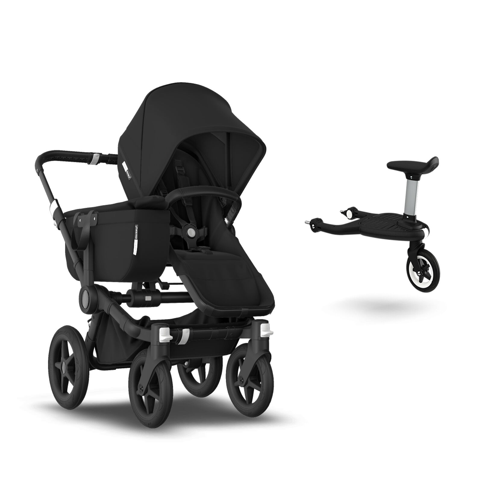 Duo Ride On Buggy Board with Saddle For Bugaboo Donkey Black 