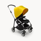Bugaboo Bee 6 seat stroller lemon yellow sun canopy, black fabrics, aluminium base