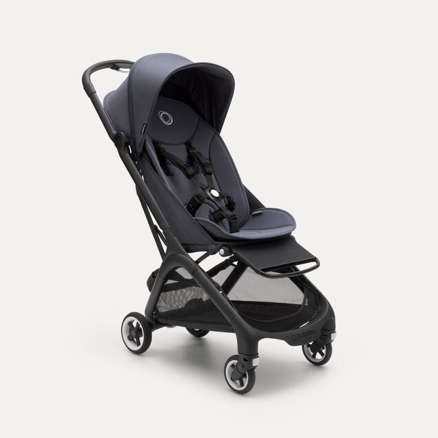 Bugaboo Butterfly travel stroller black base, stormy blue fabrics, stormy blue sun canopy - Main Image Slide 1 of 13