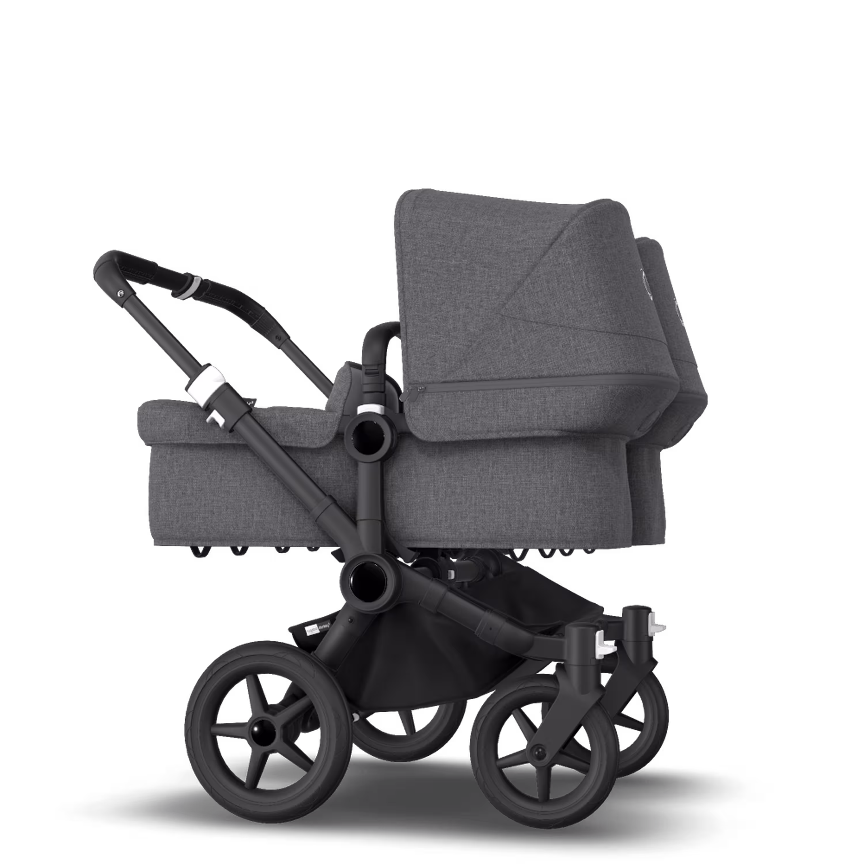 Bugaboo Donkey 3 Twin travel system grey melange sun canopy, grey melange fabrics, black base - Main Modal Image Slide 13 of 18