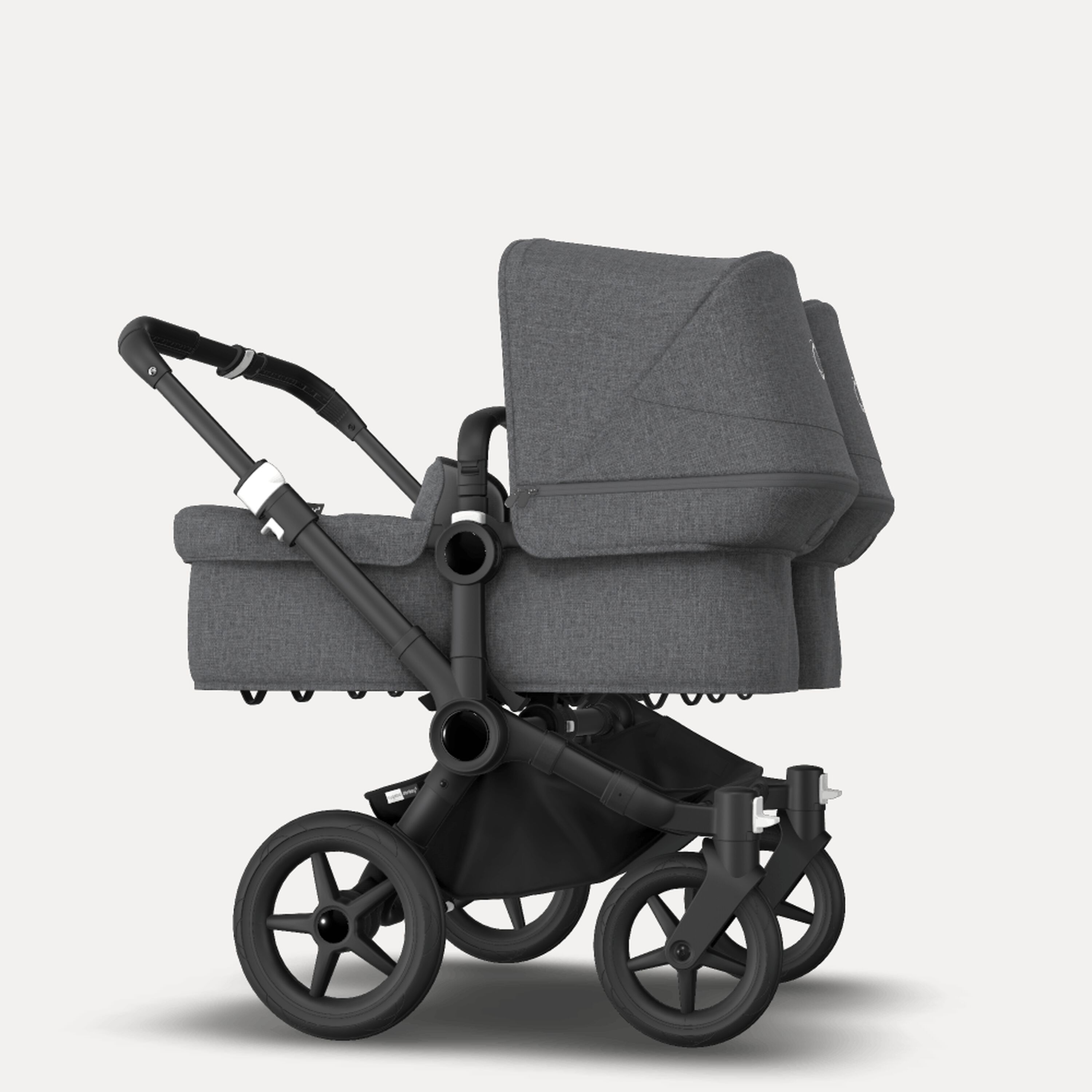 Bugaboo Donkey 3 Twin travel system grey melange sun canopy, grey melange fabrics, black base - Main Modal Image Slide 13 of 18