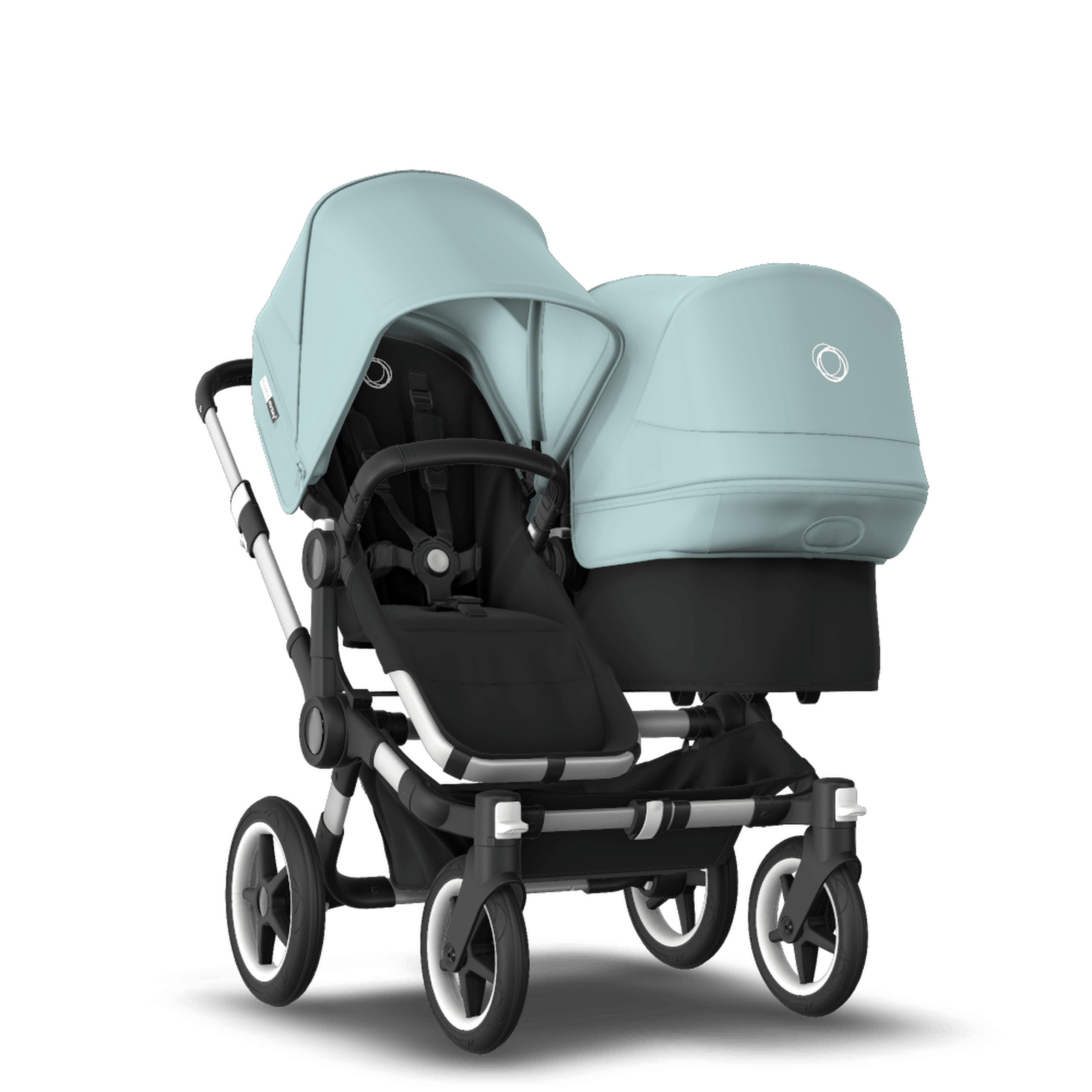 Bugaboo Donkey 3 Duo seat and bassinet stroller vapor blue sun canopy, black fabrics, aluminium base - Thumbnail Slide 1 of 5