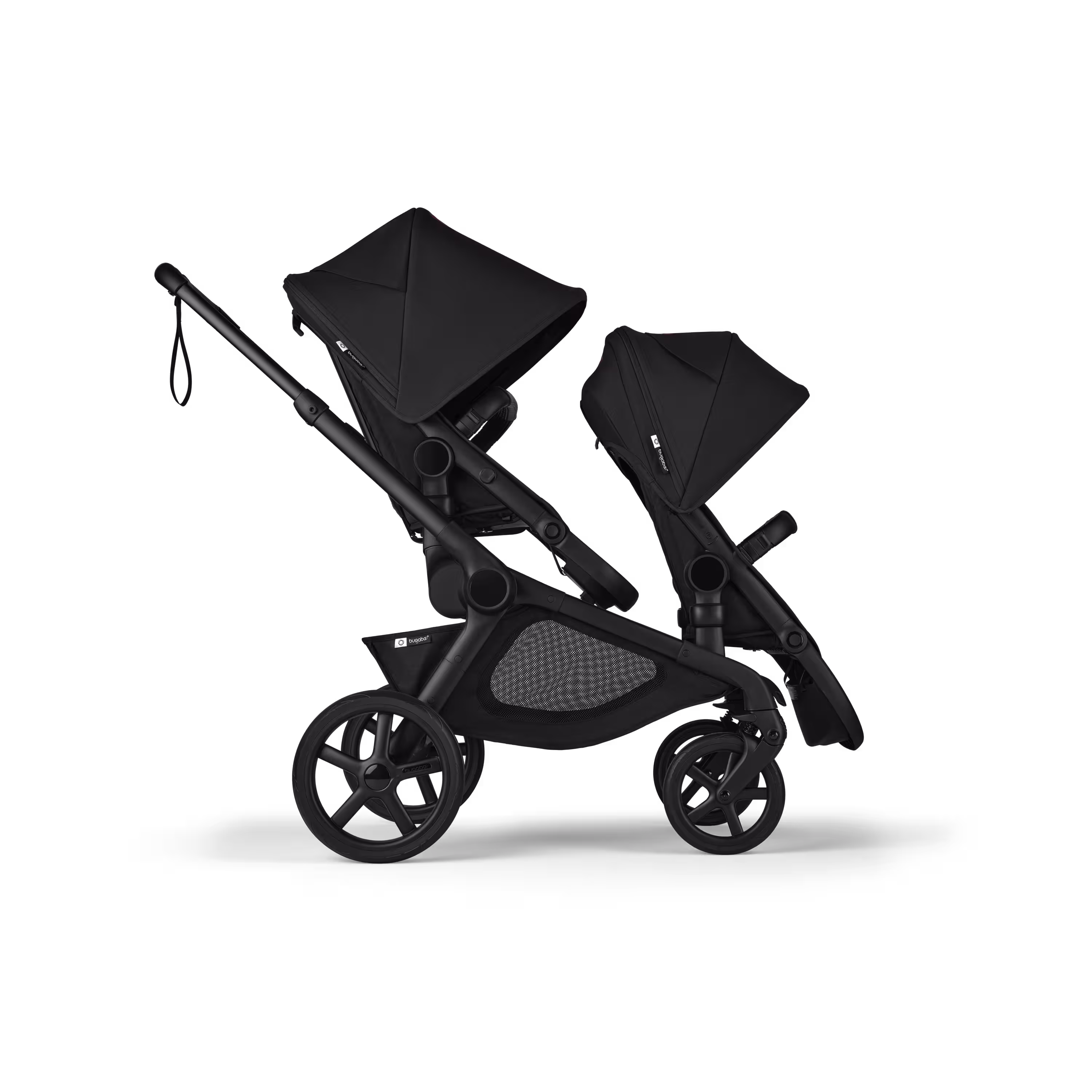 Bugaboo Kangaroo seat-only tandem black base, midnight black fabrics, midnight black sun canopy - Main Modal Image Slide 2 of 12