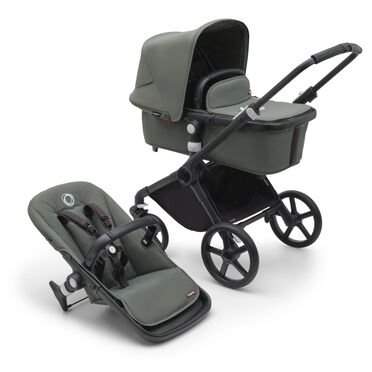 Bugaboo Fox Cub 2-in-1 stroller black base, forest green fabrics, forest green sun canopy