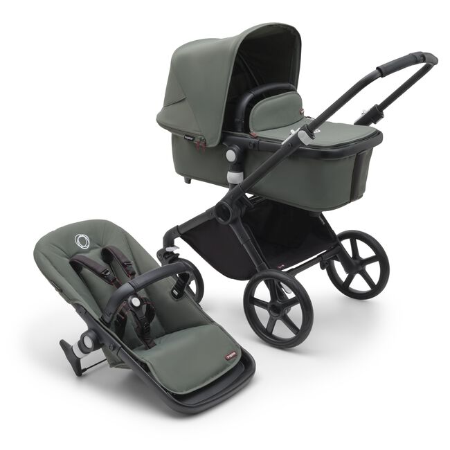 Bugaboo Fox Cub bassinet and seat stroller black base, forest green fabrics, forest green sun canopy - Main Image Slide 2 of 4