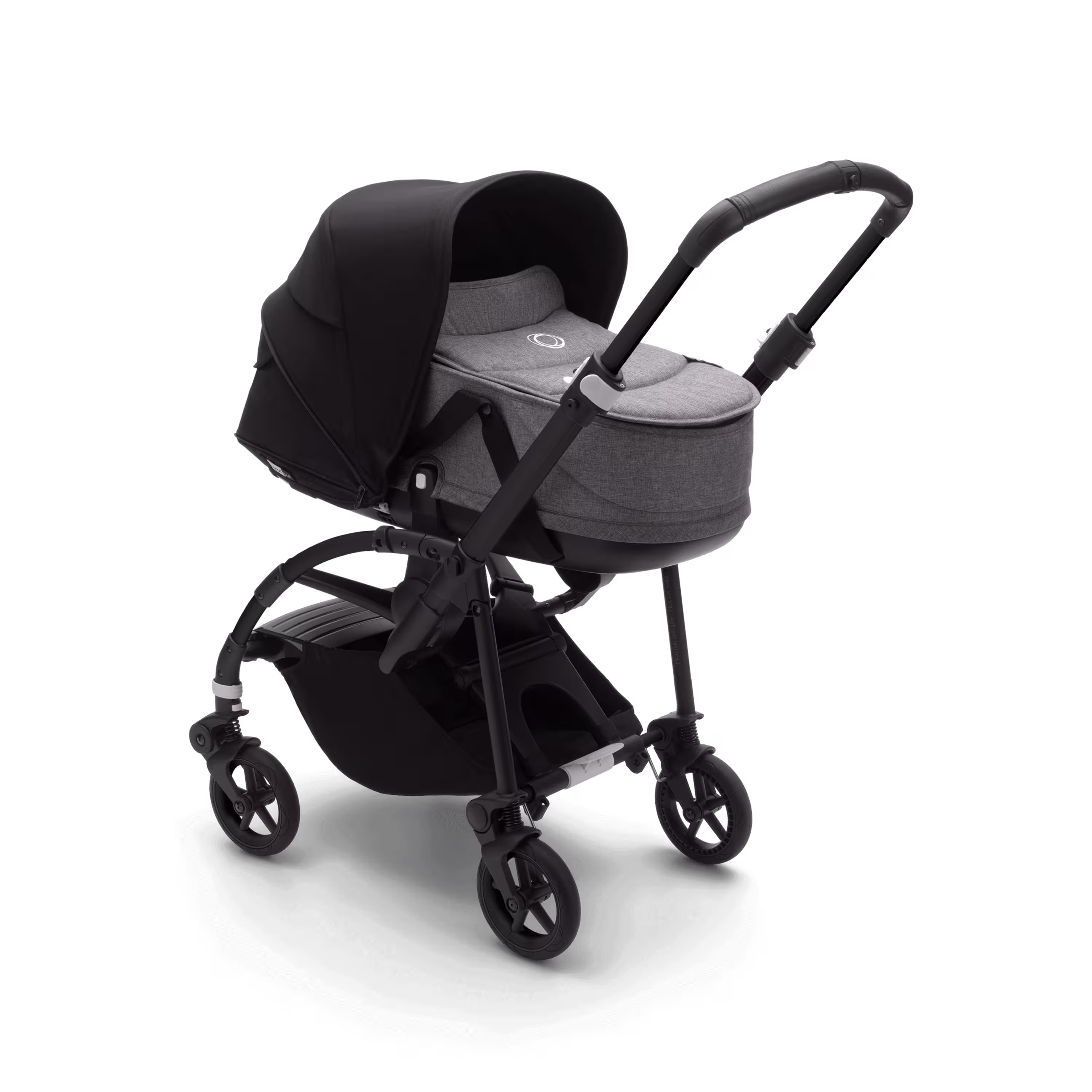 Bugaboo Bee 6 bassinet and seat stroller black sun canopy, grey mélange fabrics, black base - Main Modal Image Slide 2 van 6