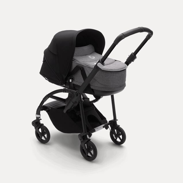 Bugaboo Bee 6 bassinet and seat stroller black sun canopy, grey mélange fabrics, black base - Main Image Slide 2 of 6