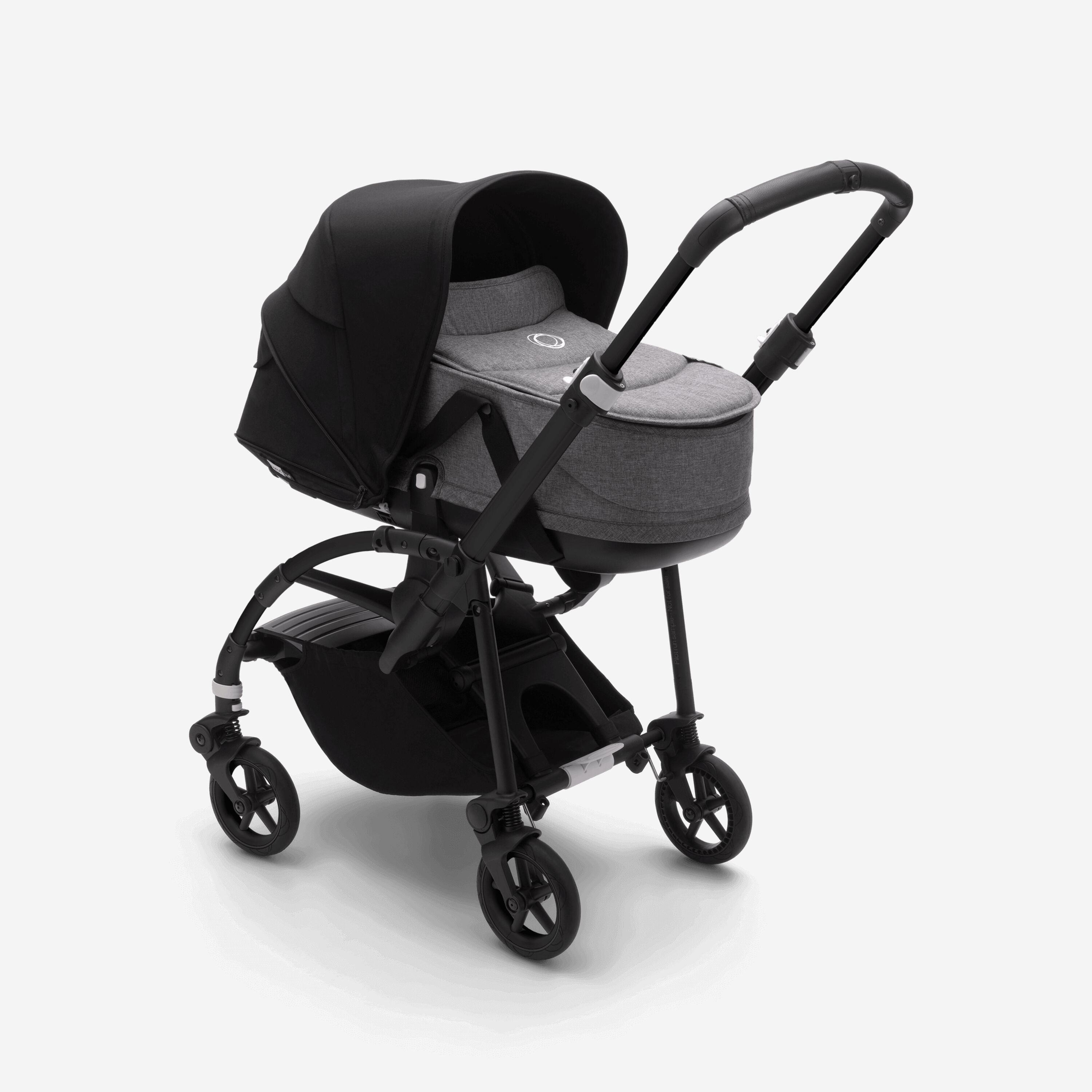 Bugaboo Bee 6 bassinet and seat stroller black sun canopy, grey mélange fabrics, black base - Main Modal Image Slide 2 of 6