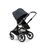 Bugaboo Fox 3 seat stroller with black frame, grey fabrics, and stormy blue sun canopy. - Thumbnail Slide 1 of 7