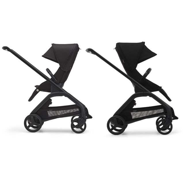 The Bugaboo Dragonfly's reversible seat in two positions: facing parents or facing the world. - Main Image Slide 12 of 16