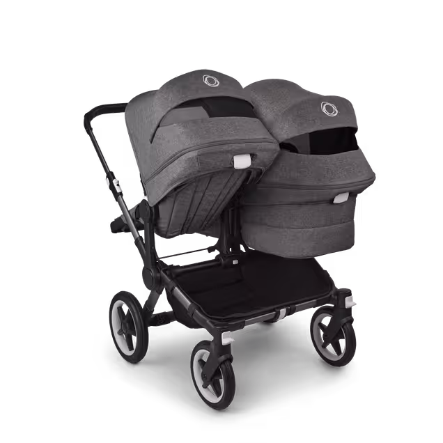 Bugaboo Donkey 5 Duo double stroller graphite base, grey mélange fabrics, grey mélange sun canopy - Main Image Slide 4 of 11