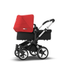 Bugaboo Donkey 3 Mono seat and bassinet stroller red sun canopy, black fabrics, aluminium base - Thumbnail Slide 2 of 10