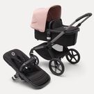 Bugaboo Fox 5 2-in-1 stroller graphite base, midnight black fabrics, morning pink sun canopy