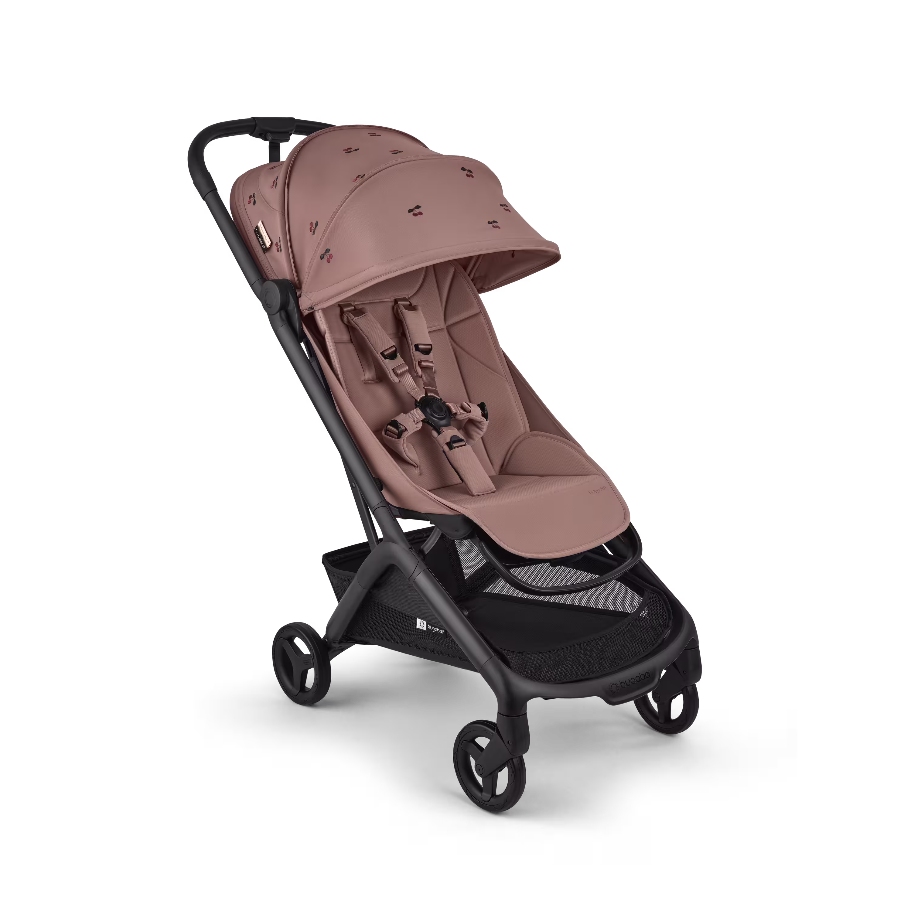 Bugaboo x Konges SlØjd limited edition Butterfly 2 travel stroller black base, dusty pink fabrics, dusty pink sun canopy - Main Modal Image Slide 1 of 8