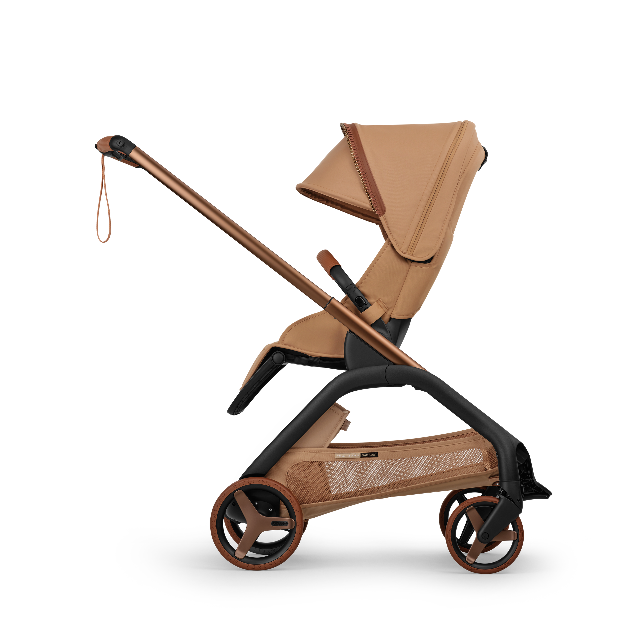 Bugaboo x Stella McCartney Dragonfly Plus seat stroller tobacco brown base, tobacco brown fabrics, tobacco brown sun canopy - Thumbnail Slide 2 of 12