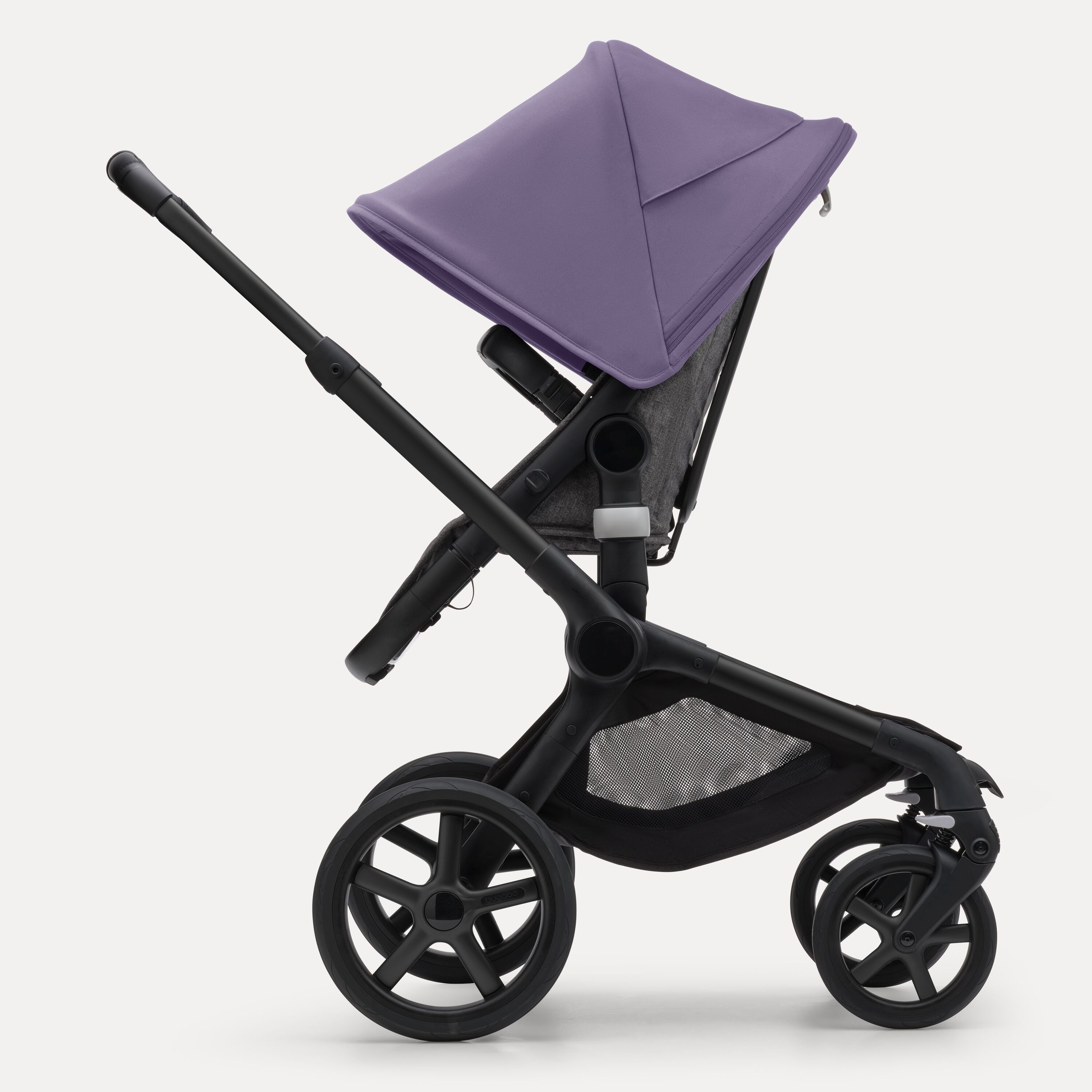 Bugaboo Fox 5 2-in-1 stroller black base, grey melange fabrics, astro purple sun canopy - Main Modal Image Slide 3 of 12