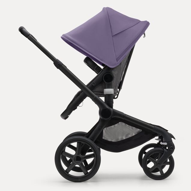 Bugaboo Fox 5 2-in-1 stroller black base, grey melange fabrics, astro purple sun canopy - Main Image Slide 3 of 12