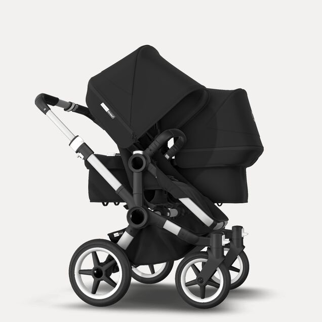 Bugaboo Donkey 3 Duo seat and bassinet stroller black sun canopy, black fabrics, aluminium base - Main Image Slide 4 van 5
