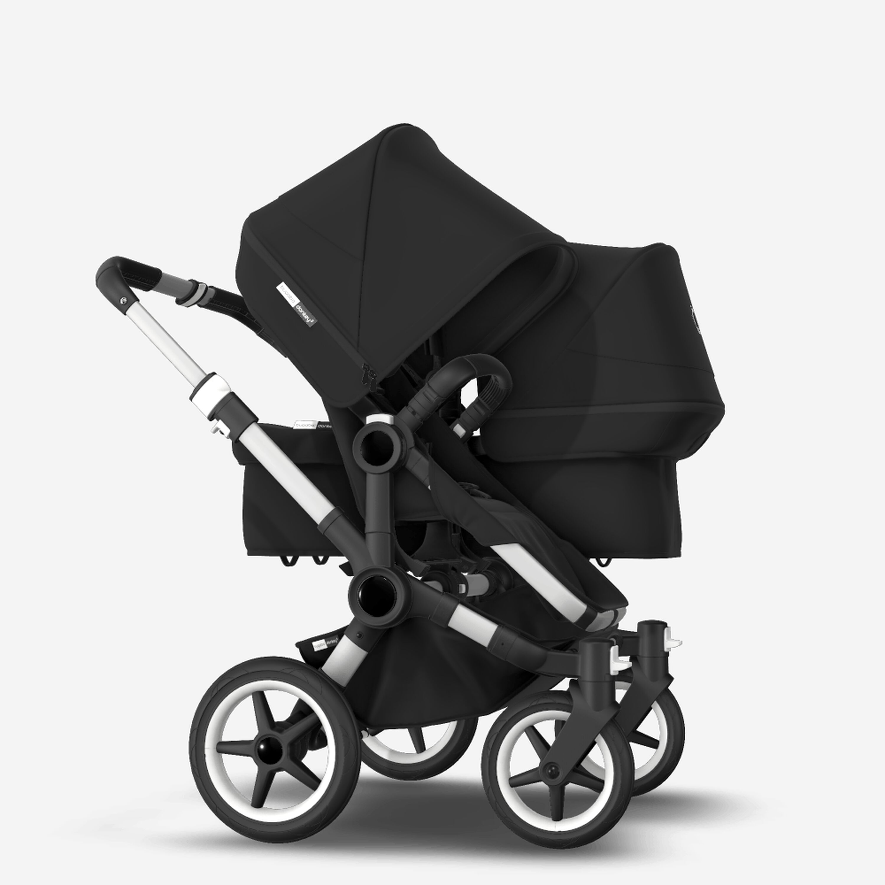 Bugaboo Donkey 3 Duo seat and bassinet stroller black sun canopy, black fabrics, aluminium base - Main Modal Image Slide 4 of 5