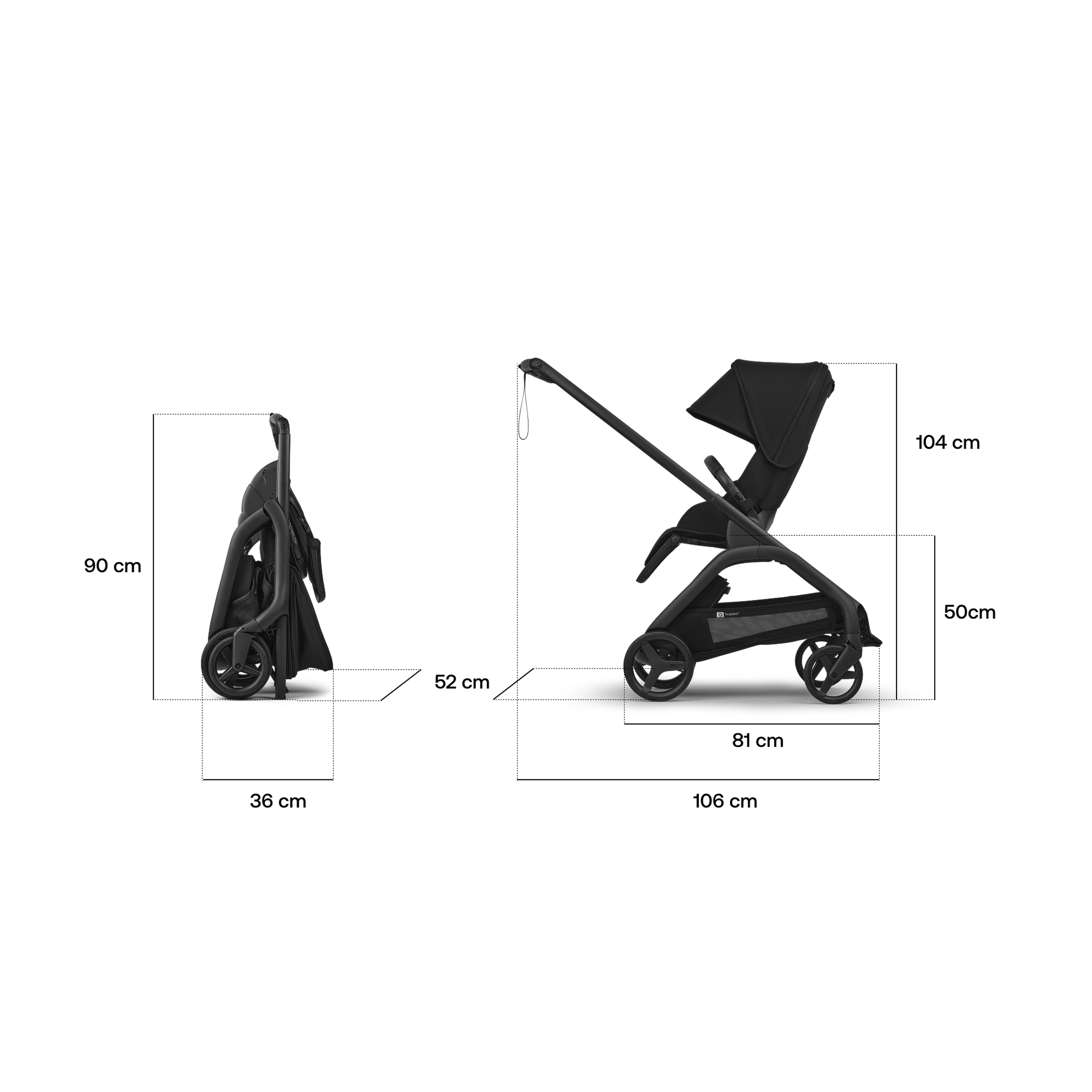 Bugaboo Dragonfly Plus seat pushchair black base, forest green fabrics,forest green sun canopy - Thumbnail Slide 5 of 11