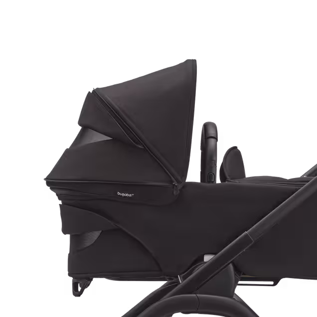 Refurbished Bugaboo Dragonfly bassinet and seat stroller graphite base, midnight black fabrics, skyline blue sun canopy - Main Image Slide 11 of 14