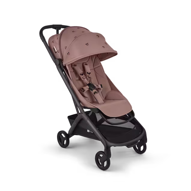 Bugaboo x Konges SlØjd limited edition Butterfly 2 travel stroller black base, dusty pink fabrics, dusty pink sun canopy - Main Image Slide 1 of 8