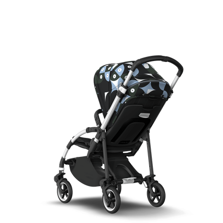 Bugaboo Bee 6 bassinet and seat stroller aluminium base, black fabrics, animal explorer green/ light blue sun canopy