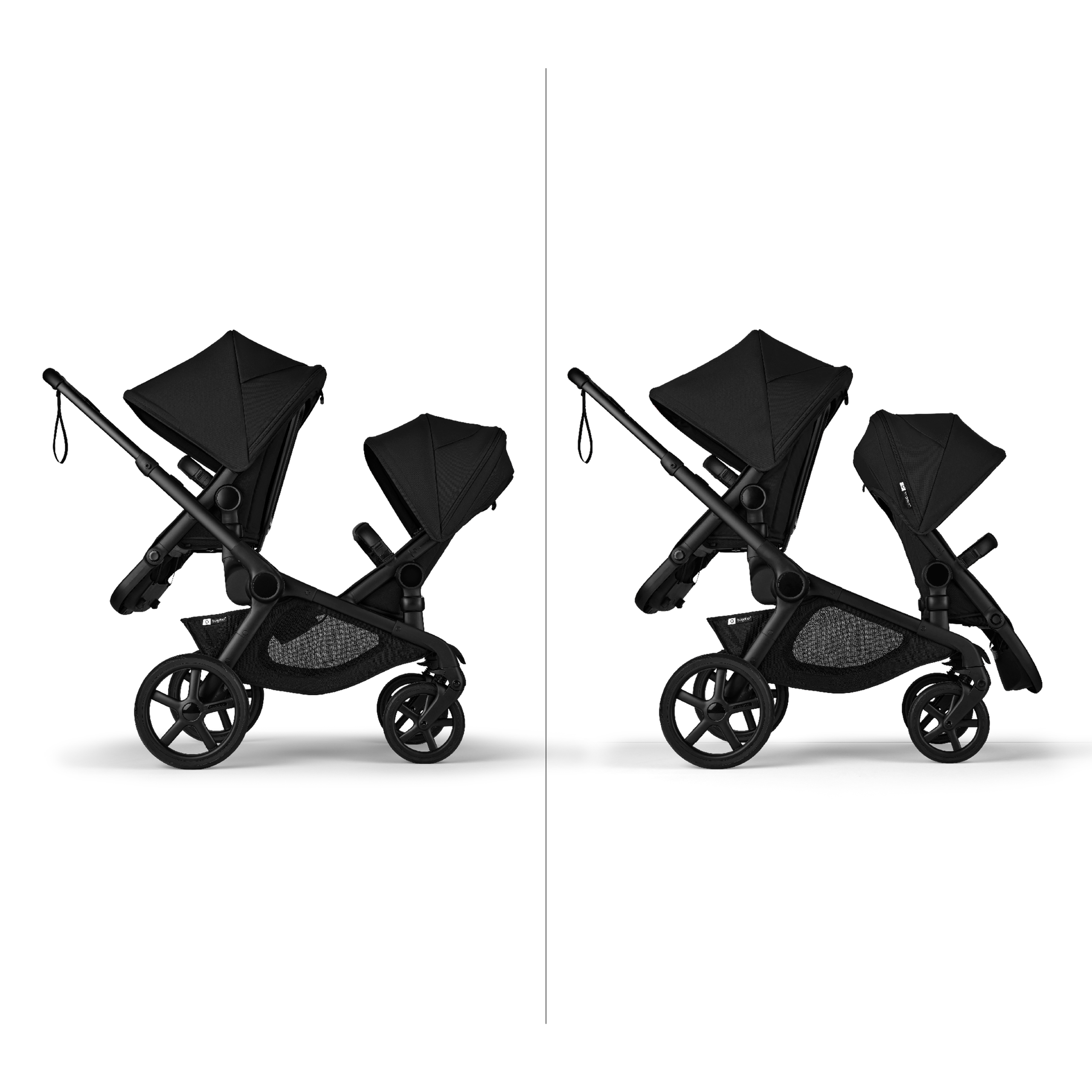 Bugaboo Kangaroo seat-only tandem black base, midnight black fabrics, midnight black sun canopy - Thumbnail Slide 8 of 12