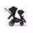 Side view of Bugaboo Kangaroo 2-in-1 tandem stroller with two seats, one facing parent and the other facing the world, with Midnight Black fabrics and Midnight Black sun canopies. - Thumbnail Slide 4 of 18