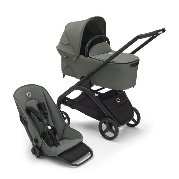Bugaboo Dragonfly 2-in-1 pushchair black base, forest green fabrics, forest green sun canopy
