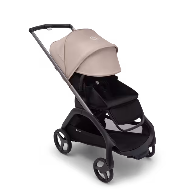 Bugaboo Dragonfly seat stroller graphite base, midnight black fabrics, desert taupe sun canopy - Main Image Slide 3 of 16