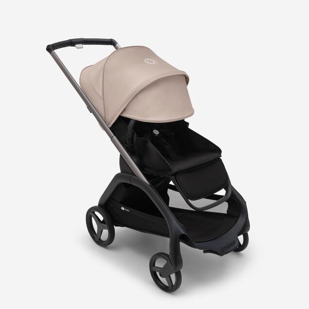 Bugaboo Dragonfly seat stroller graphite base, midnight black fabrics, desert taupe sun canopy - Main Image Slide 3 of 16