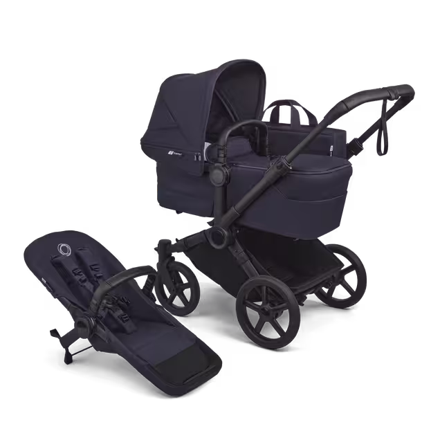Bugaboo Donkey 6 2-in-1  pushchair black base, deep indigo fabrics, deep indigo sun canopy - Main Image Slide 1 of 10