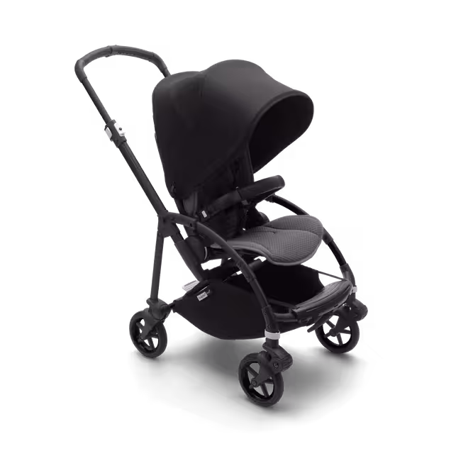Bugaboo Bee 6 bassinet and seat stroller black sun canopy, grey mélange fabrics, black base - Main Image Slide 1 van 6