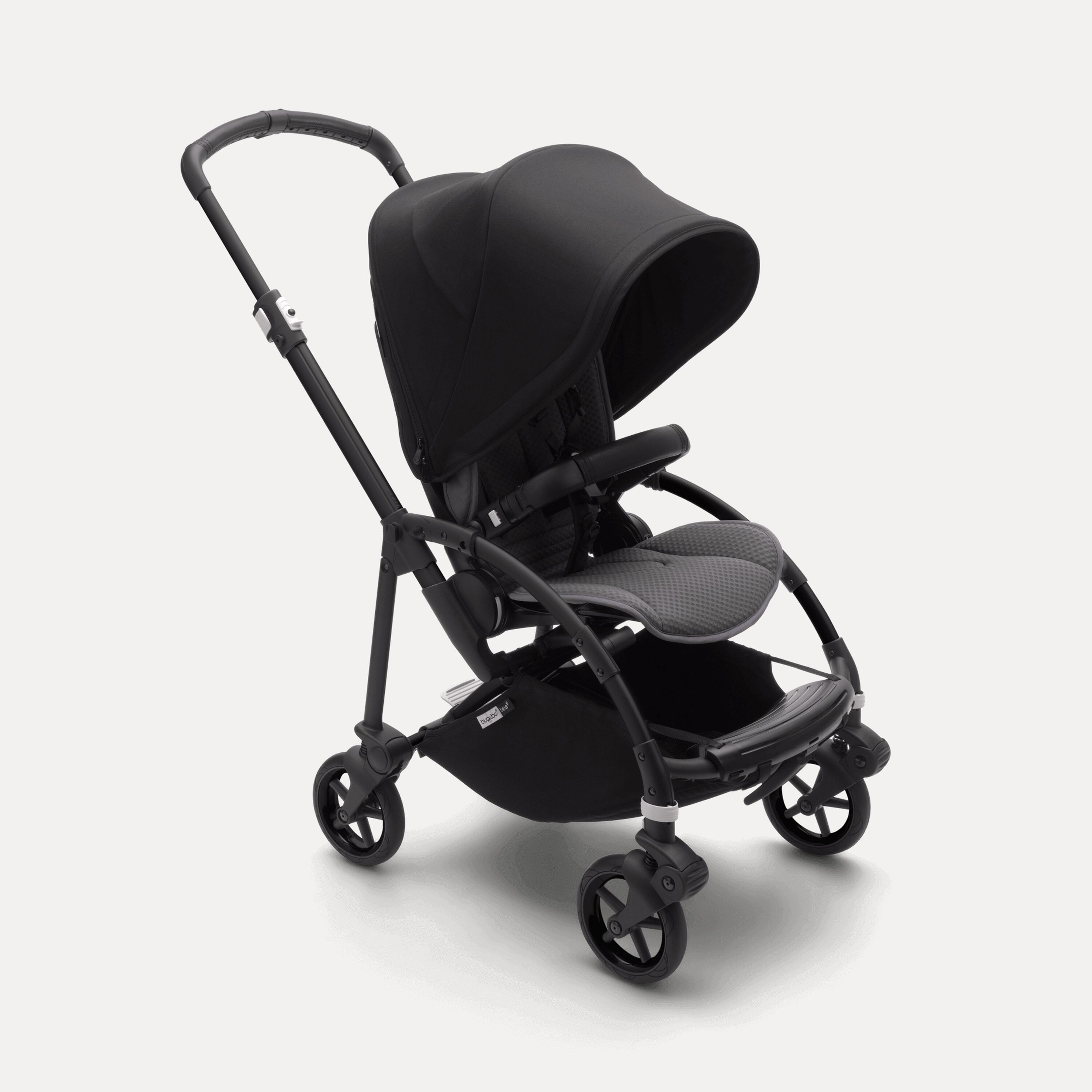 Bugaboo Bee 6 bassinet and seat stroller black sun canopy, grey mélange fabrics, black base - Main Modal Image Slide 1 of 6