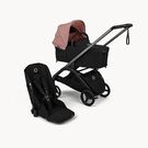 Bugaboo Dragonfly Plus 2-in-1 stroller graphite base, heritage black fabrics, dusty pink sun canopy