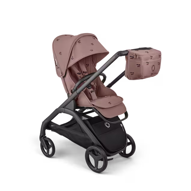 Bugaboo x Konges SlØjd limited edition Dragonfly Plus seat pushchair black base, dusty pink fabrics, dusty pink sun canopy - Main Image Slide 11 of 11