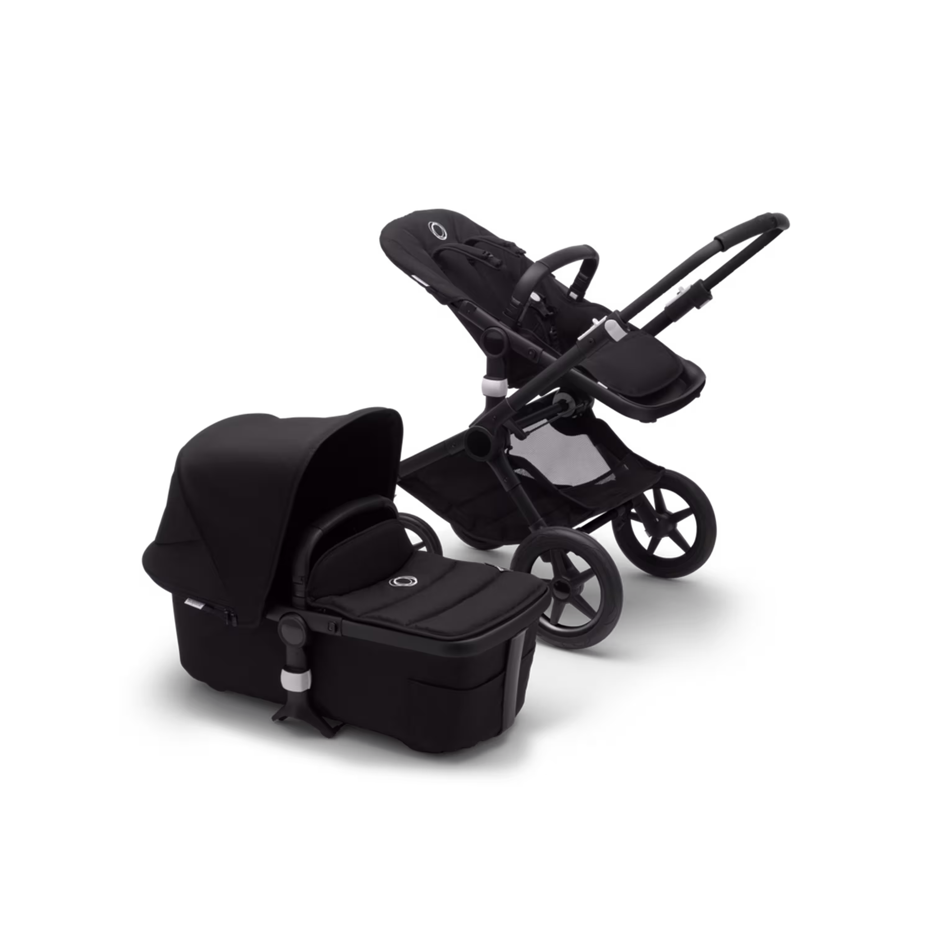 Bugaboo Fox 2 seat and bassinet stroller black sun canopy, black fabrics, black base - Main Modal Image Slide 9 of 10