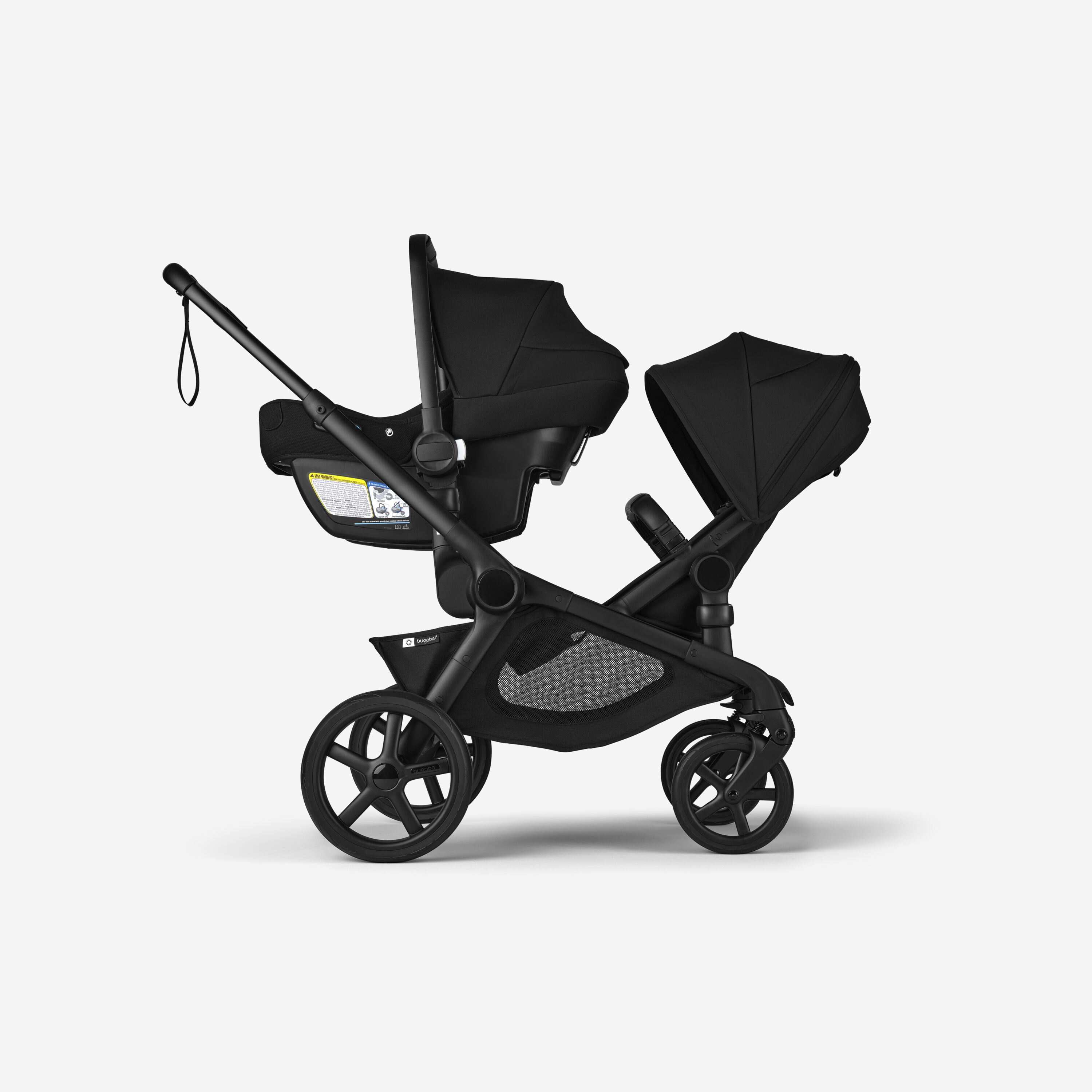 Bugaboo Kangaroo tandem pram black base, forest green fabrics, forest green sun canopy - Main Modal Image Slide 10 of 12