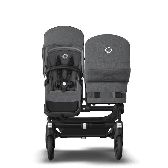 Bugaboo Donkey 5 Duo bassinet and seat stroller black base, grey mélange fabrics, grey mélange sun canopy - Main Image Slide 2 of 12