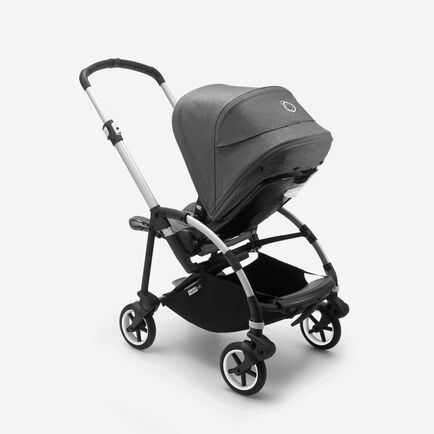 Bugaboo Bee 6 seat stroller grey melange sun canopy, grey melange fabrics, aluminium base