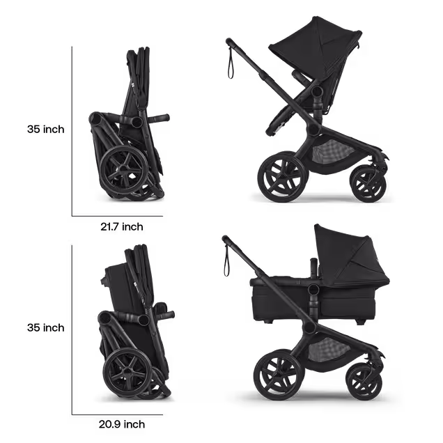 Bugaboo Fox 5 Renew 2-in-1 stroller black base, deep indigo fabrics, deep indigo sun canopy - Main Image Slide 9 of 12